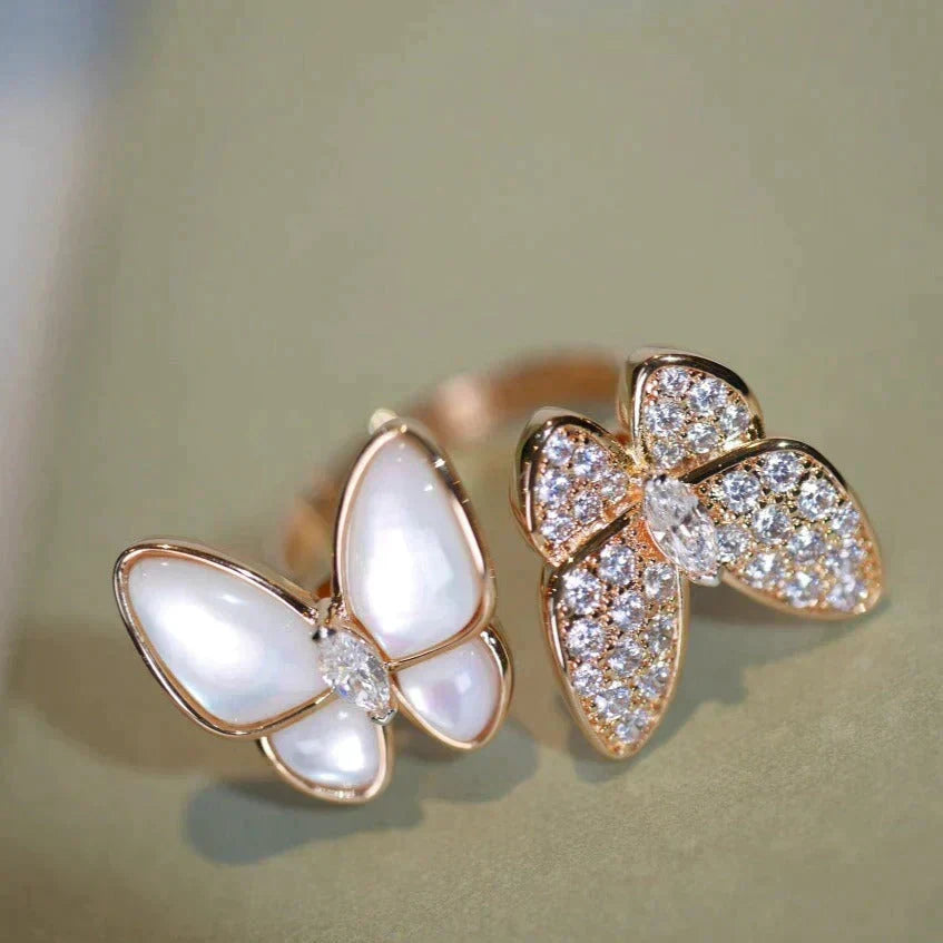 [Cyra]  TWIN BUTTERFLY DIAMOND MOP RING