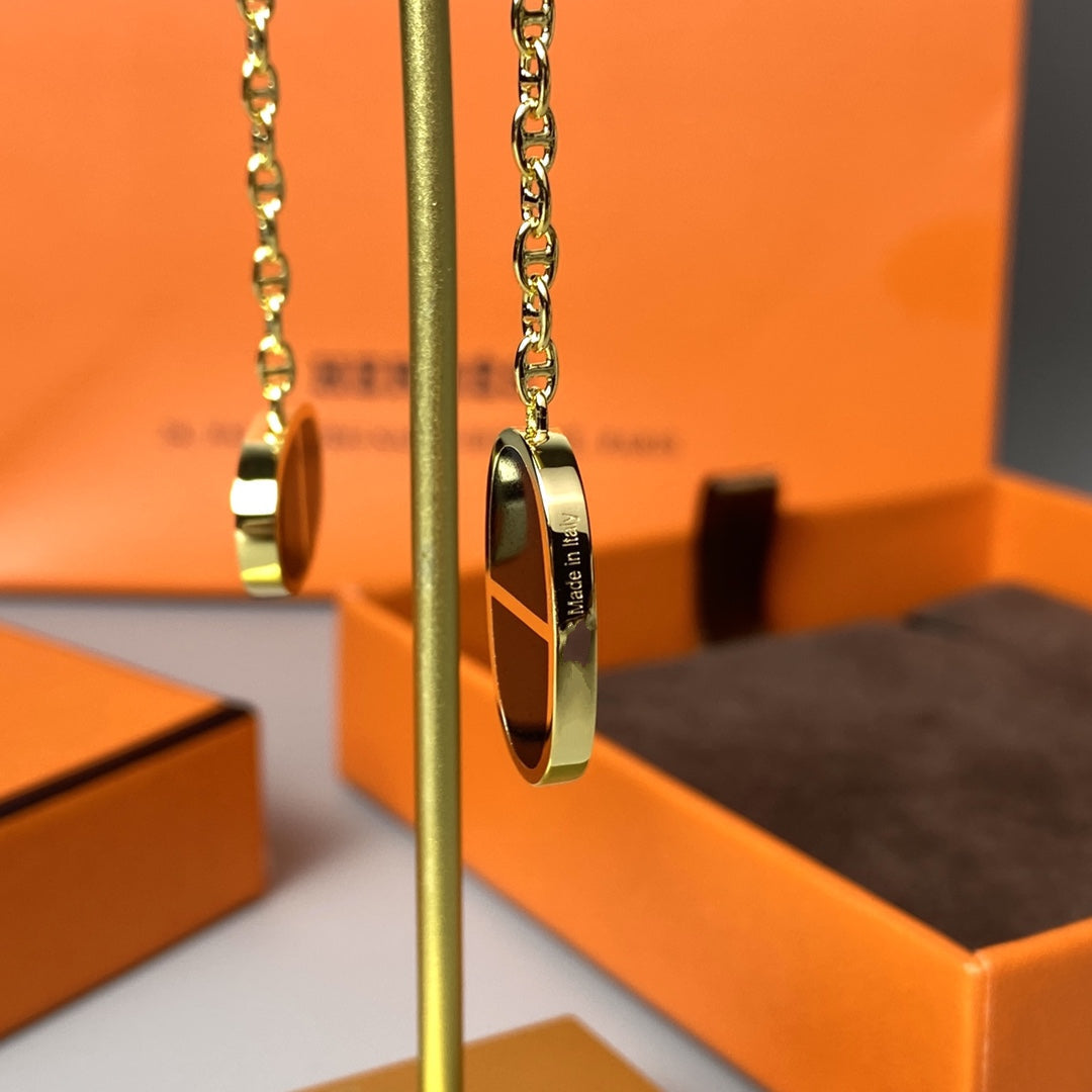 [Cyra]  CHAINE VERSO BLACK CERAMIC EARRINGS