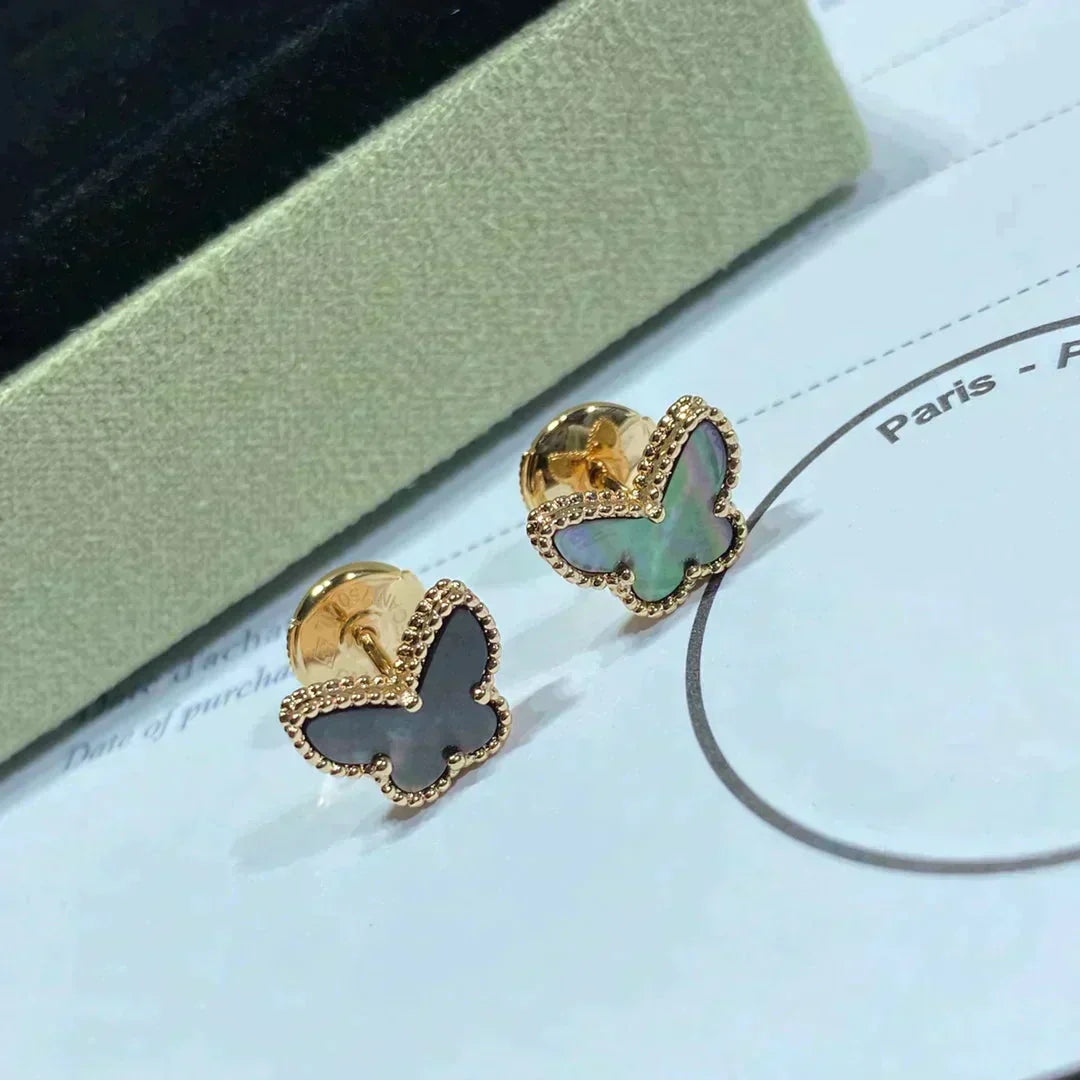 [Cyra]  BUTTERFLY DARK MOP  EARRINGS