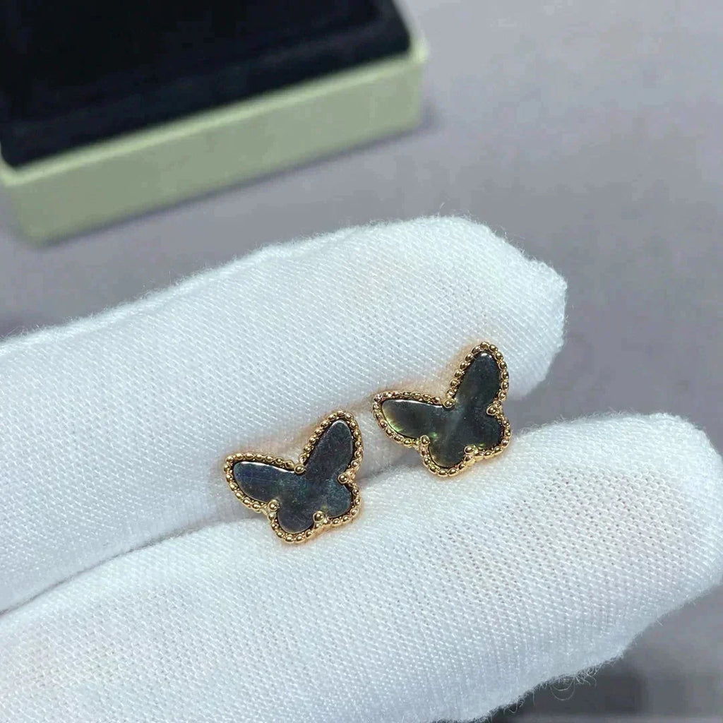 [Cyra]  BUTTERFLY DARK MOP  EARRINGS