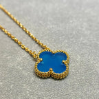 [Cyra] クローバー 15MM ブルーアゲート ネックレス