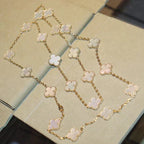 [Cyra]  CLOVER 20 MOTIFS WHITE MOP NECKLACE