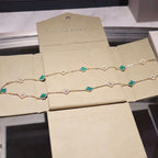 [Cyra]  CLOVER 20 MOTIFS MALACHITE DIAMOND NECKLACE