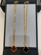 [Cyra]  CLOVER 25MM NECKLACE GOLD CARNELIAN