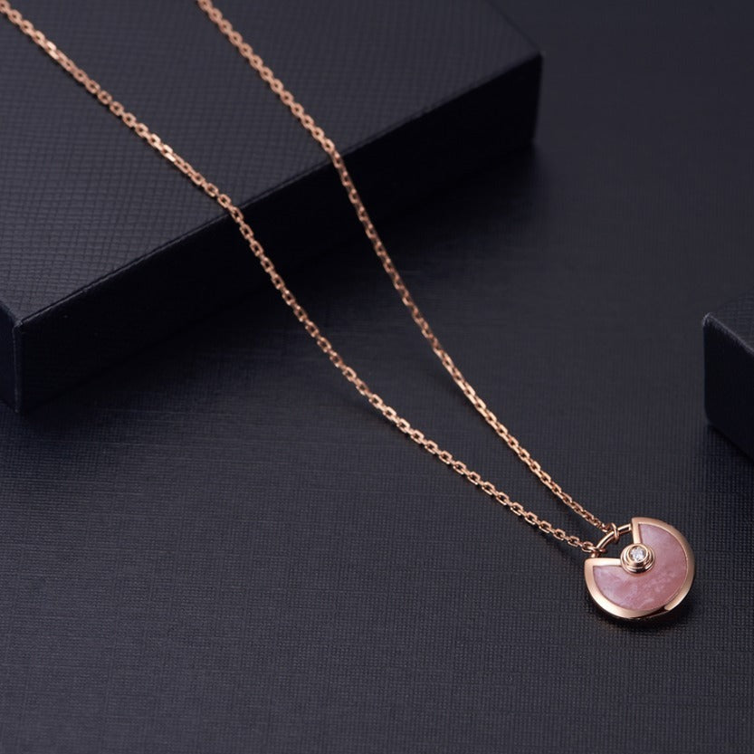 [Cyra] AMULETTE HALSKETTE ROSÉGOLD ROSA PERLMUTT