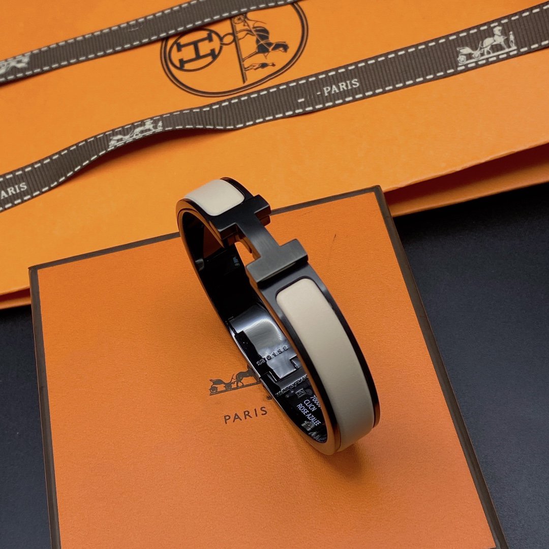 [Cyra]  H BRACELET 12MM BLACK BEIGE CERAMIC