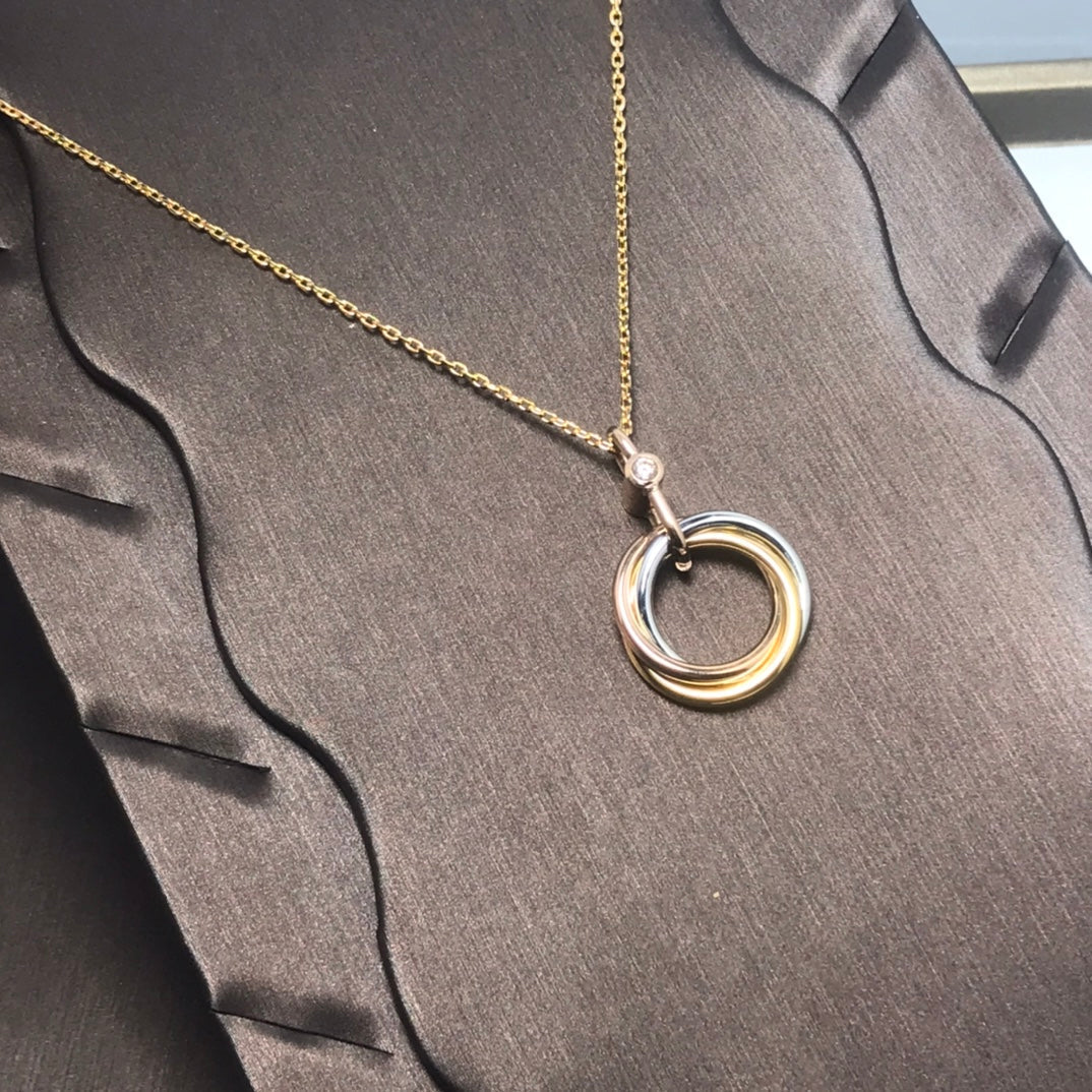 [Cyra]  TRINITY SILVER GOLD PINK GOLD NECKLACE
