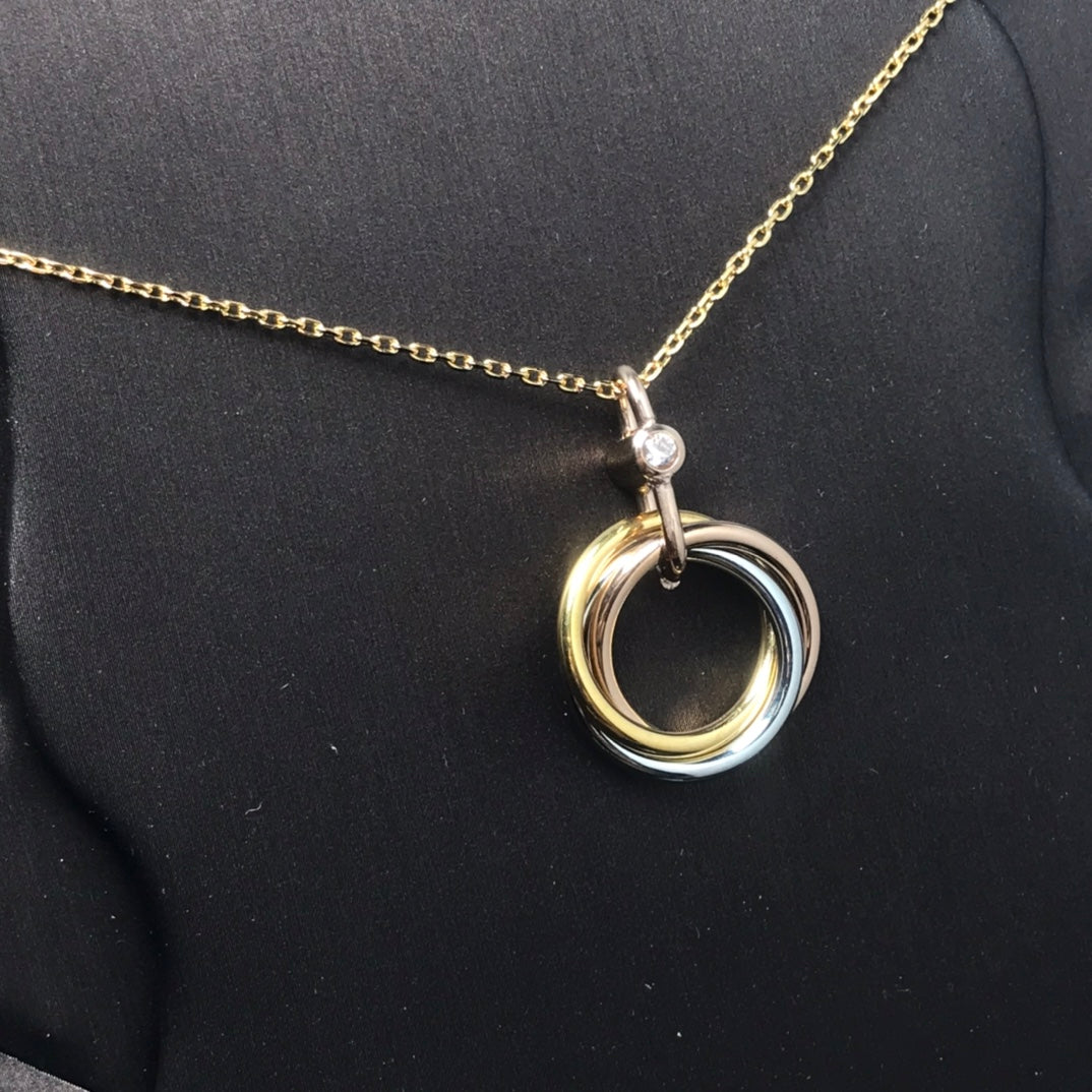 [Cyra]  TRINITY SILVER GOLD PINK GOLD NECKLACE