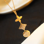 [Cyra] KETTE MIT STERN- UND SONNENDIAMANT IN ROSÉGOLD