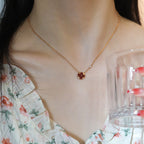 [Cyra]  SUN PEDANT PINK GOLD 1 DIAMOND NECKLACE