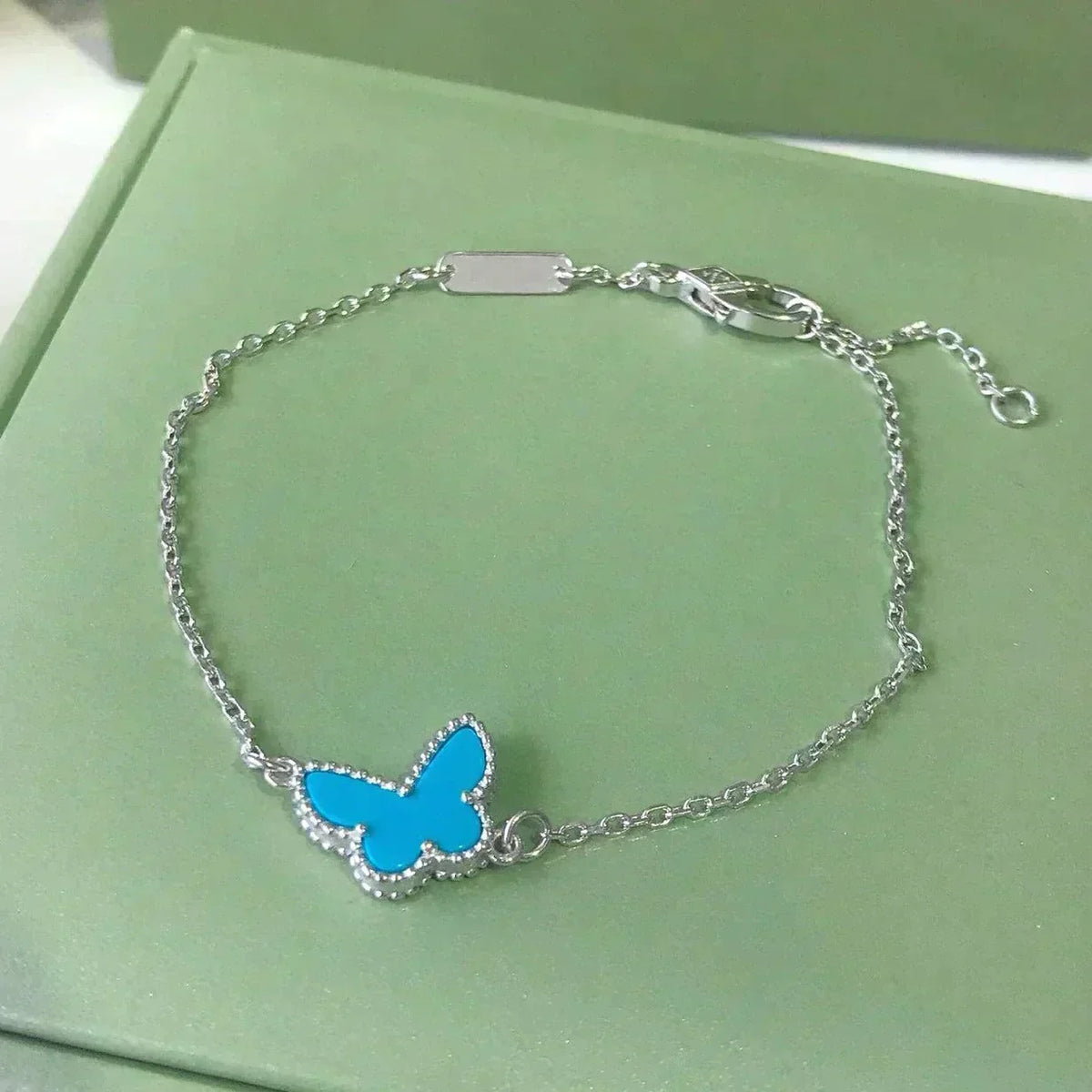 [Cyra]  SCHMETTERLING TÜRKIS SCHMETTERLING ARMBAND SILBER