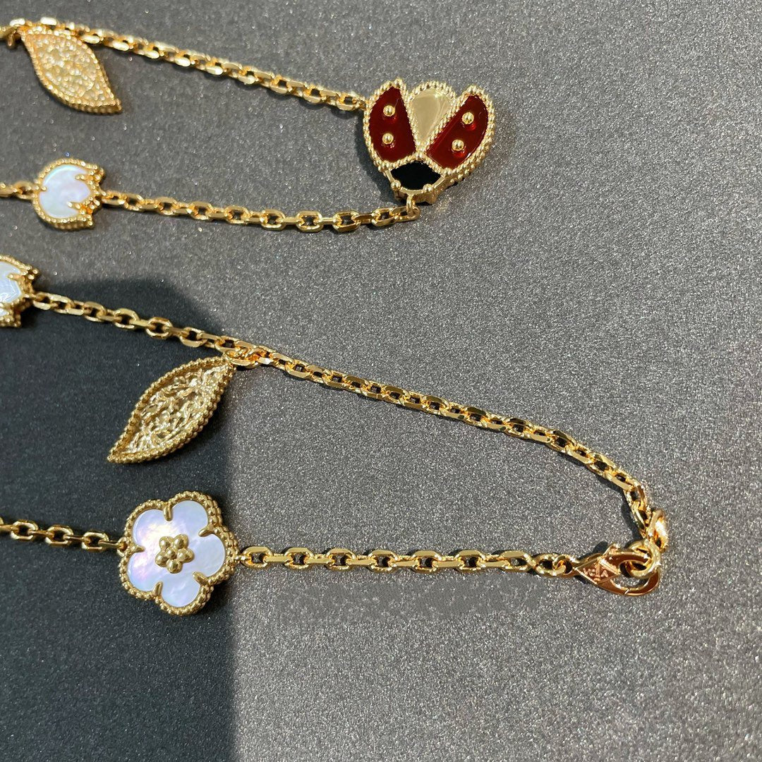 [Cyra]  LUCKY SPRING 15 MOTIFS GOLD NECKLACE