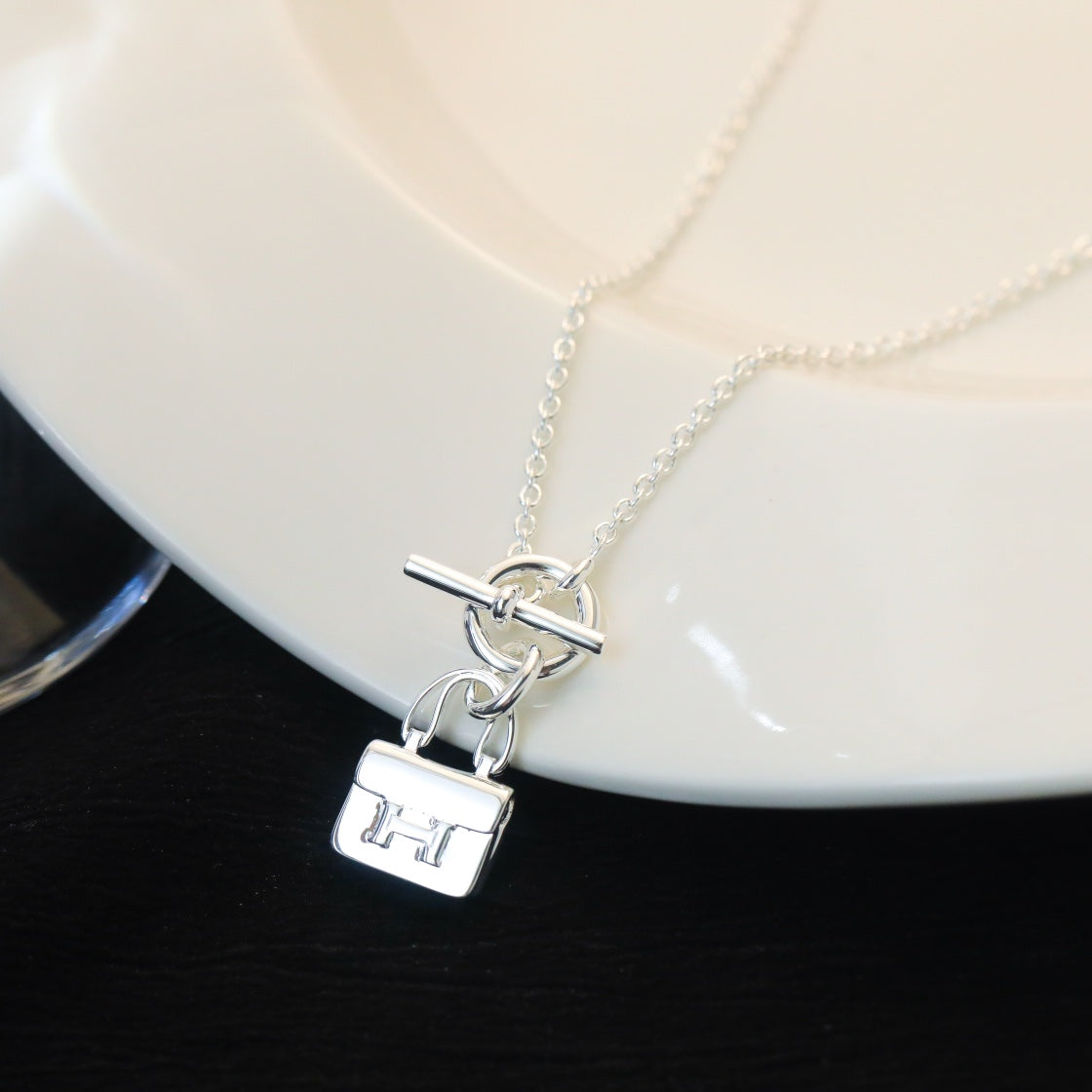 [Cyra]  POP H PEDANT SILVER NECKLACE