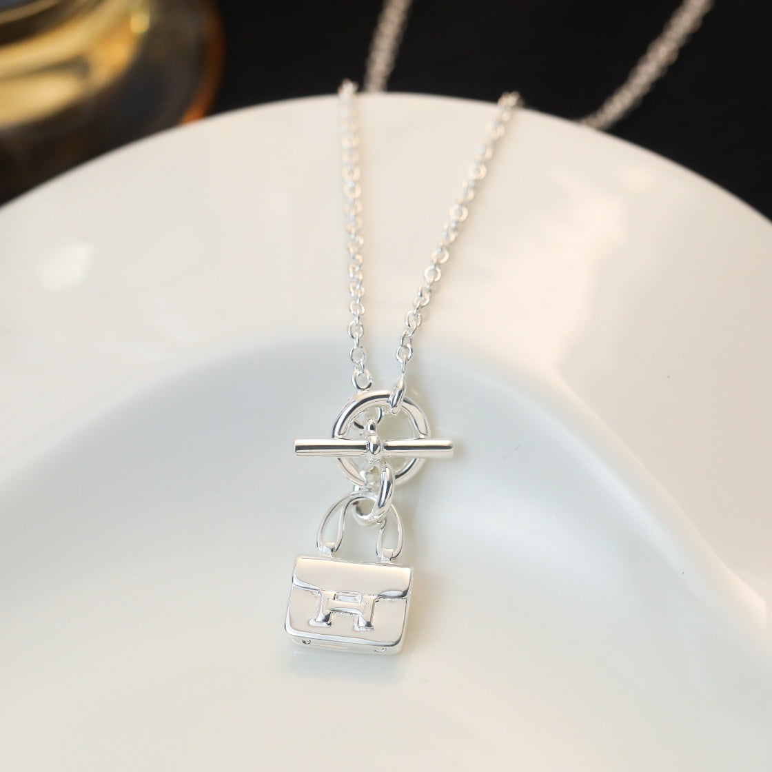 [Cyra]  POP H PEDANT SILVER NECKLACE