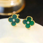 [Cyra] CLOVER MEDIUM 1 MOTIV MALACHIT DIAMANT OHRRINGE