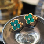 [Cyra] CLOVER MEDIUM 1 MOTIV MALACHIT DIAMANT OHRRINGE