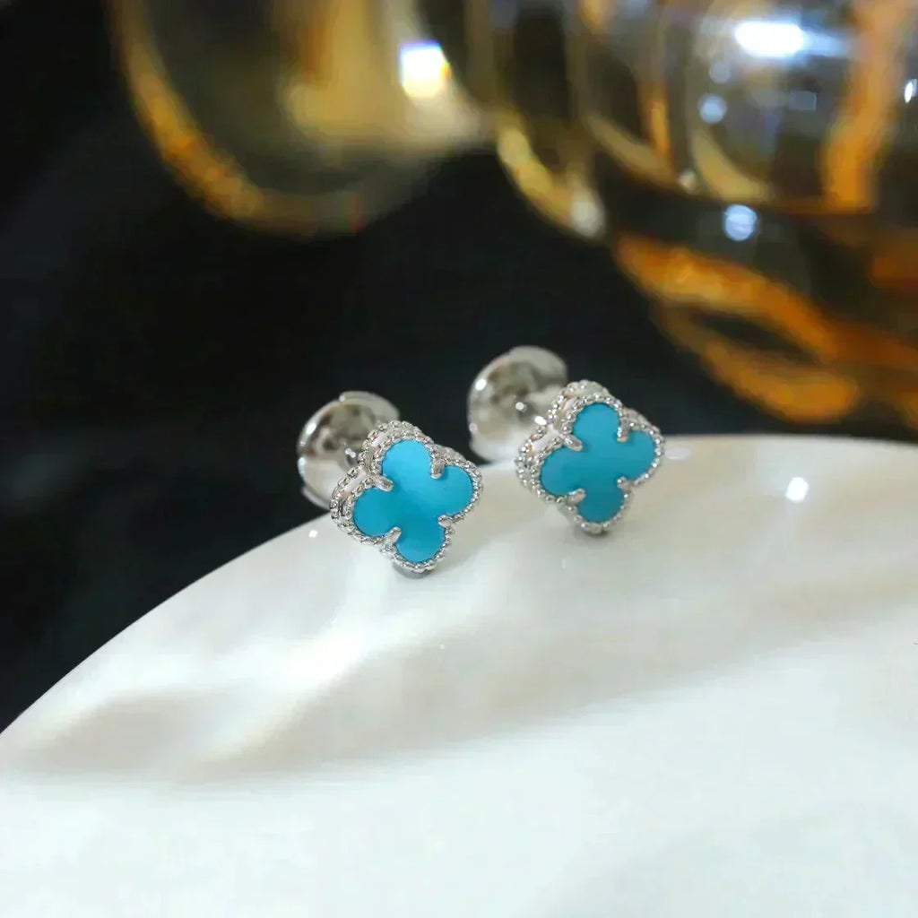 [Cyra] クローバー ミニ 9.5mm オニキス スタッドピアス シルバー