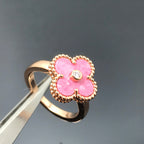 [Cyra]  CLOVER RHODONITE ROSE GOLD RING