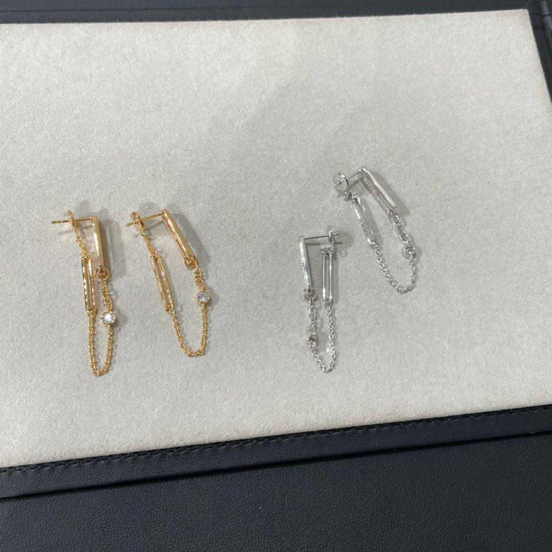 [Cyra]  CHAINE CHAOS DIAMOND DROP EARRINGS