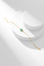 [Cyra]  CLOVER BRACELET MALACHITE 1 MOTIF