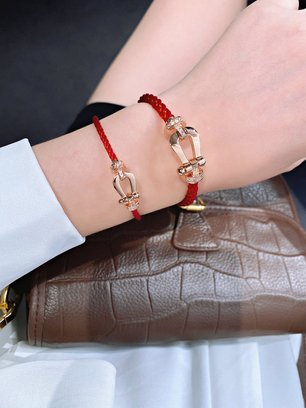 [Cyra]  FORCE 10 HALF DIAMOND PINK GOLD RED CORDERI LARGE AND MEDIUM MODEL