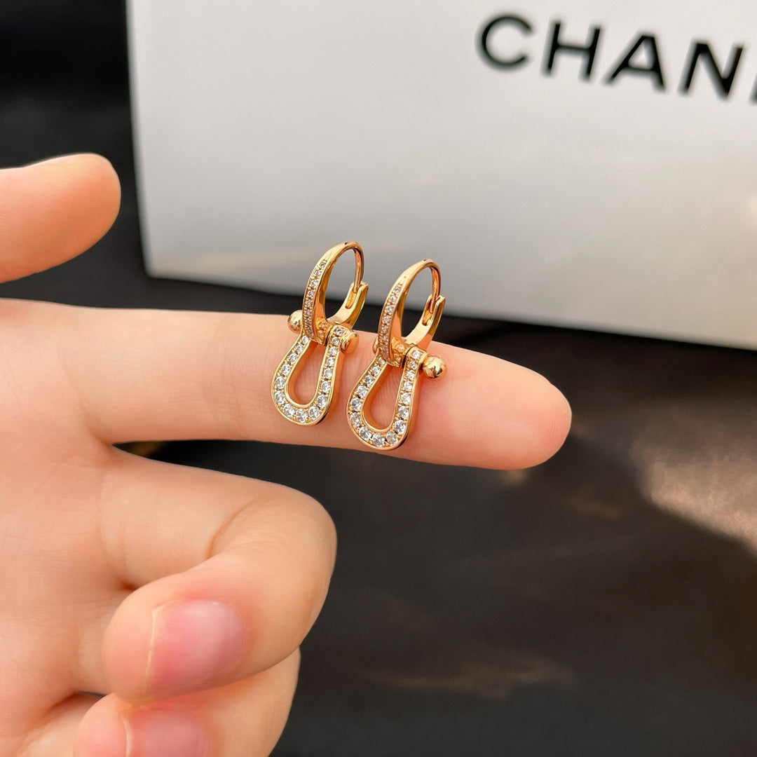 [Cyra]  FORCE 10 FULL DIAMOND DROP EARRINGS MEDIUM MODEL