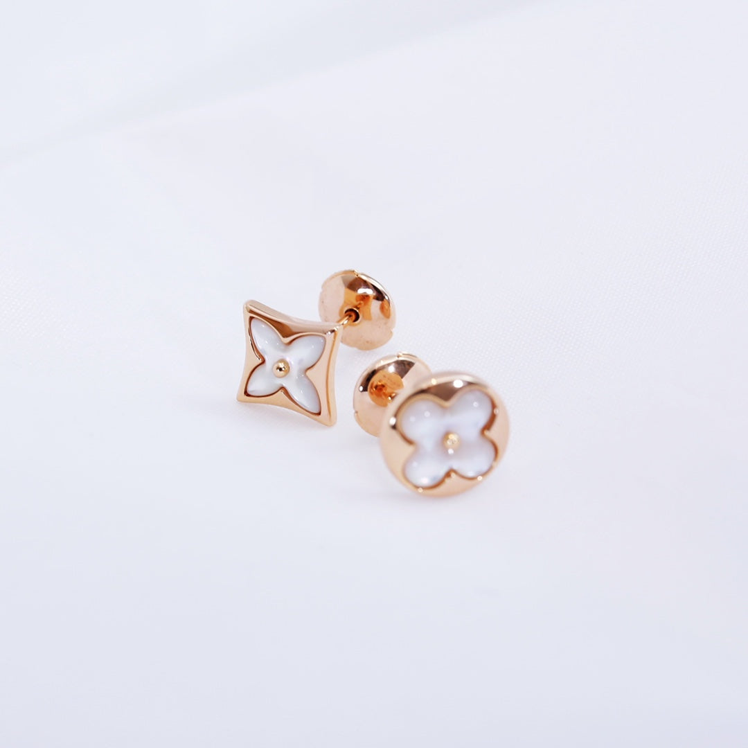 [Cyra]  STAR AND SUN PINK GOLD MOP STUD EARRINGS