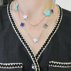 [Cyra]  LUCKY CLOVER SILVER 11 MOTIF NECKLACE