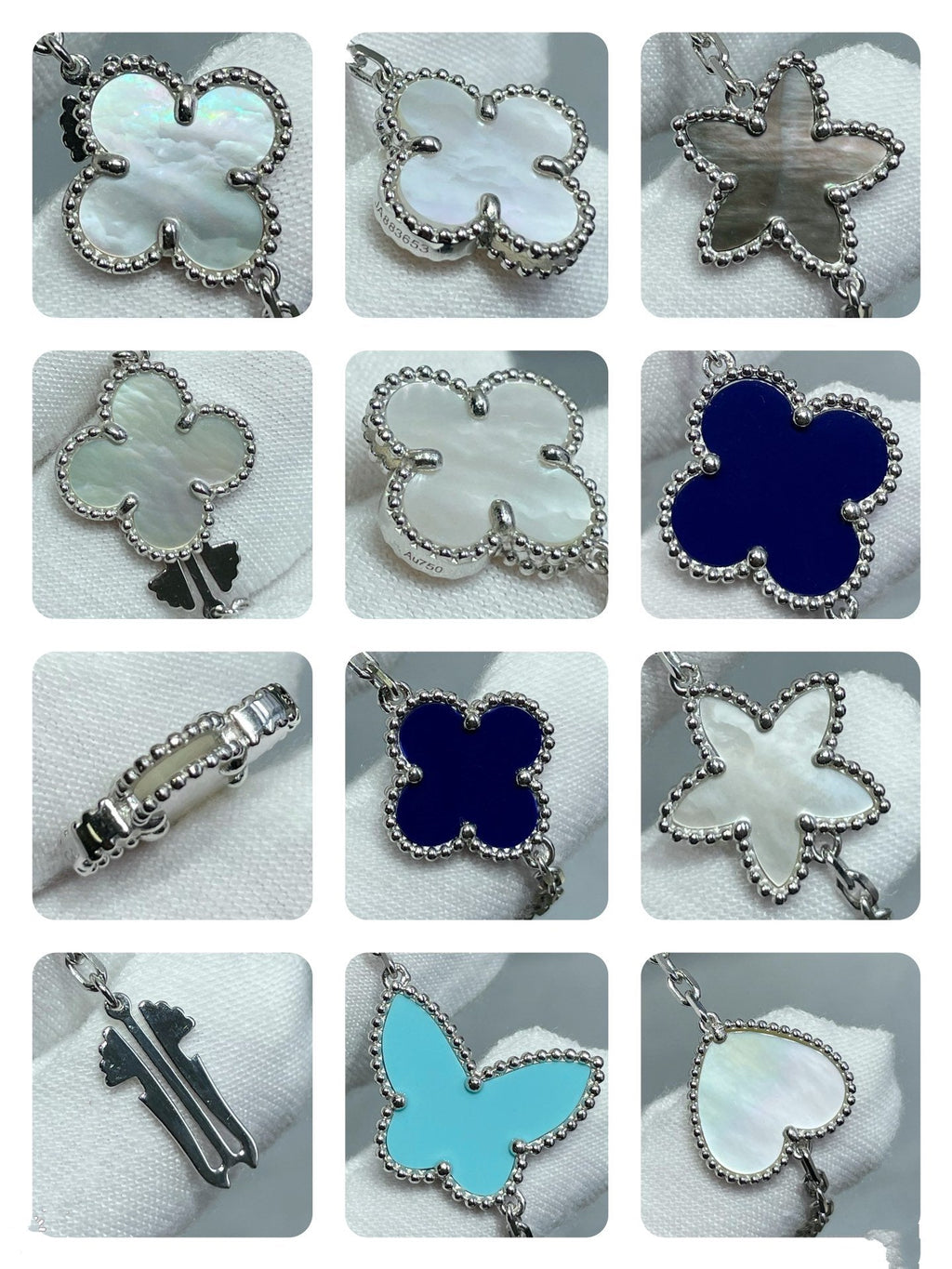 [Cyra]  LUCKY CLOVER SILVER 11 MOTIF NECKLACE