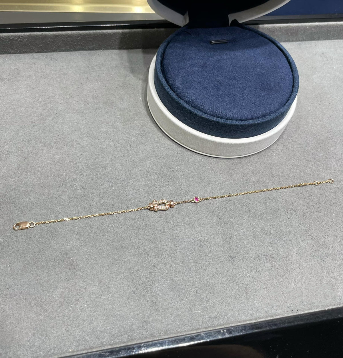 [Cyra]  FORCE 10 DIAMOND CHAIN LINK PINK GOLD BRACELET