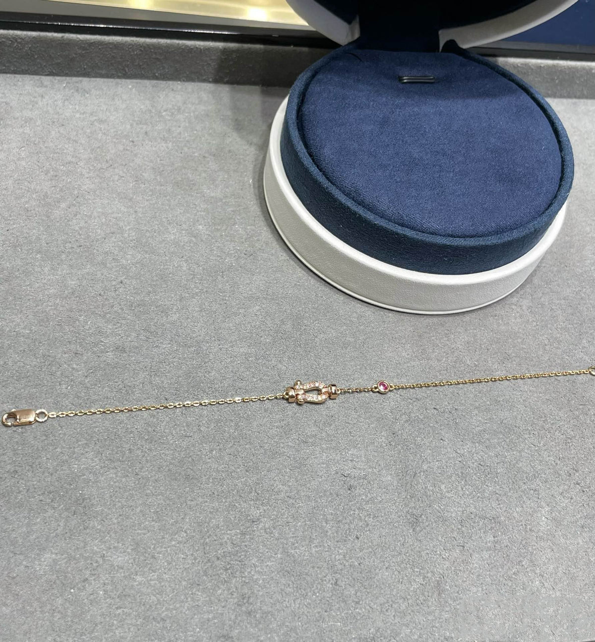 [Cyra]  FORCE 10 DIAMOND CHAIN LINK PINK GOLD BRACELET