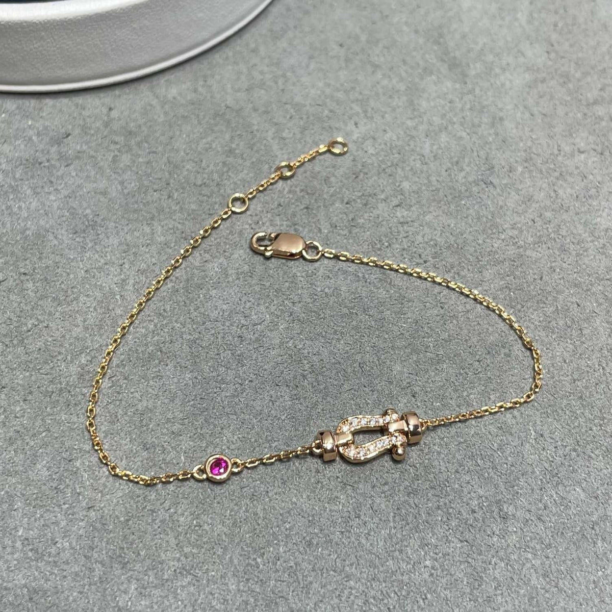[Cyra]  FORCE 10 DIAMOND CHAIN LINK PINK GOLD BRACELET