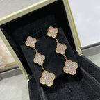 [Cyra]  CLOVER 3 MOTIFS DIAMOND PAVED ROSE GOLD EARRINGS