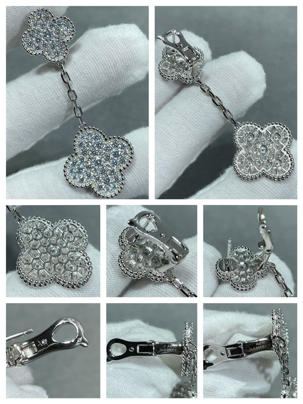 [Cyra] CLOVER 2 MOTIVE DIAMANT-PAVÉ-OHRRINGE AUS SILBER