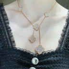 [Cyra]  CLOVER 6 MOTIF DIAMOND PAVED NECKLACE