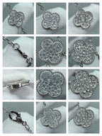 [Cyra]  CLOVER 6 MOTIF DIAMOND PAVED NECKLACE