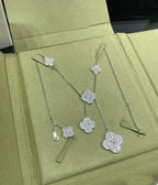 [Cyra]  CLOVER 6 MOTIF DIAMOND PAVED NECKLACE