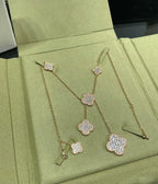 [Cyra]  CLOVER 6 MOTIF DIAMOND PAVED NECKLACE