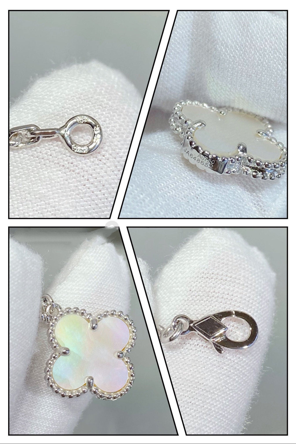[Cyra] CLOVER 5-MOTIV ARMBAND AUS SILBER MIT WEISSEM PERLMUTT