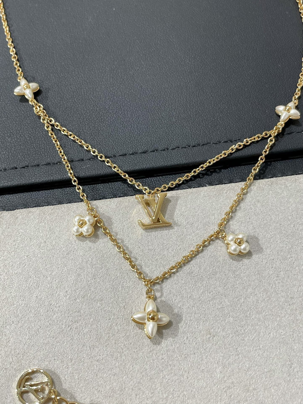 [Cyra]  FLOWERGRAM GOLD MOP DOUBLE ROW NECKLACE