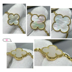 [Cyra]  CLOVER 16 MOTIF WHITE MOP GOLD NECKLACE