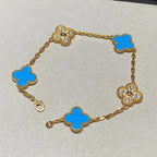 [Cyra] Neue CLOVER 5 MOTIF BLAUER ACHAT ARMBAND-KOLLEKTION