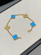[Cyra] Neue CLOVER 5 MOTIF BLAUER ACHAT ARMBAND-KOLLEKTION