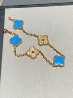 [Cyra] Neue CLOVER 5 MOTIF BLAUER ACHAT ARMBAND-KOLLEKTION
