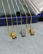[Cyra]  BEE LOVE DIAMOND PAVED 3 ROW NECKLACE