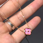 [Cyra]  COLOR BLOSSOM PINK MOP SUN GOLD NECKLACE