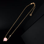 [Cyra]  COLOR BLOSSOM PINK MOP SUN GOLD NECKLACE
