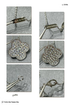 [Cyra]  CLOVER 25MM LARGE PENDANT DIAMOND PAVED SILVER NECKLACE