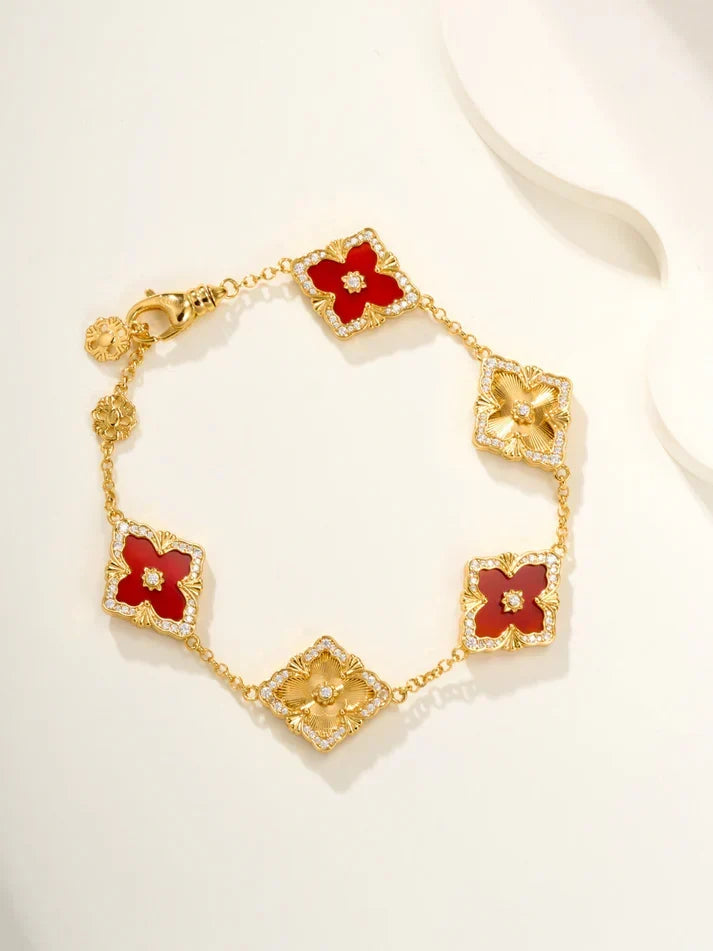 [Cyra] B.C.L EMAILLIERTES Fünf-Blüten-Armband (Verschiedene Farben) GROSSE GRÖSSE