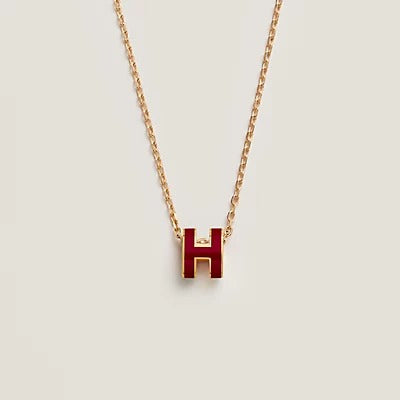 [Cyra]  HM CLIC RED ENAMEL GOLD NECKLACE